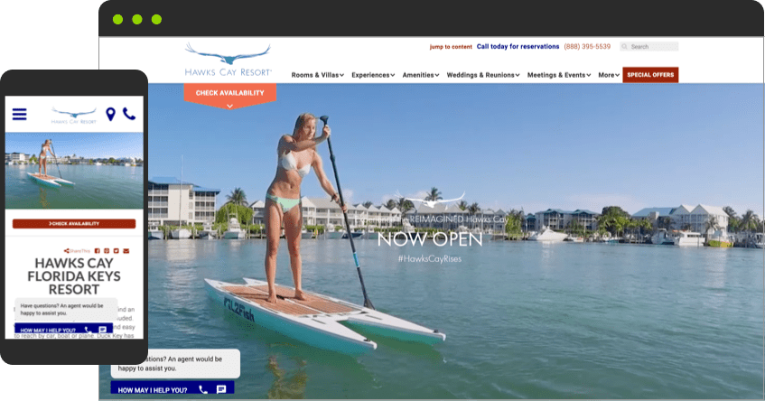 Hawks Cay website screenshots