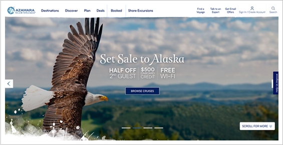 Azamara Club Cruise's website